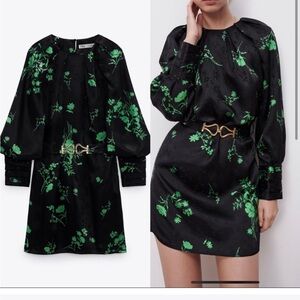 Zara jacquard mini dress with belt